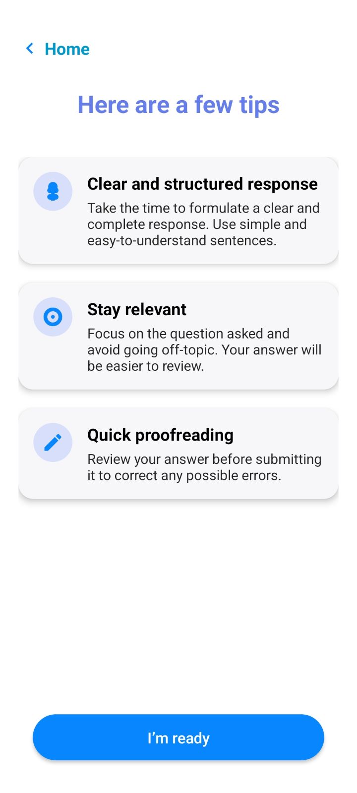 Écran mobile de disclaimer