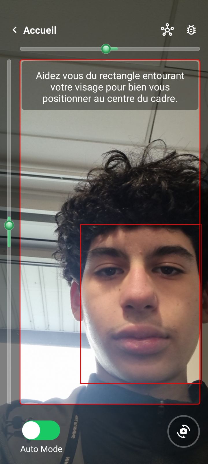 Écran mobile de prise de photo